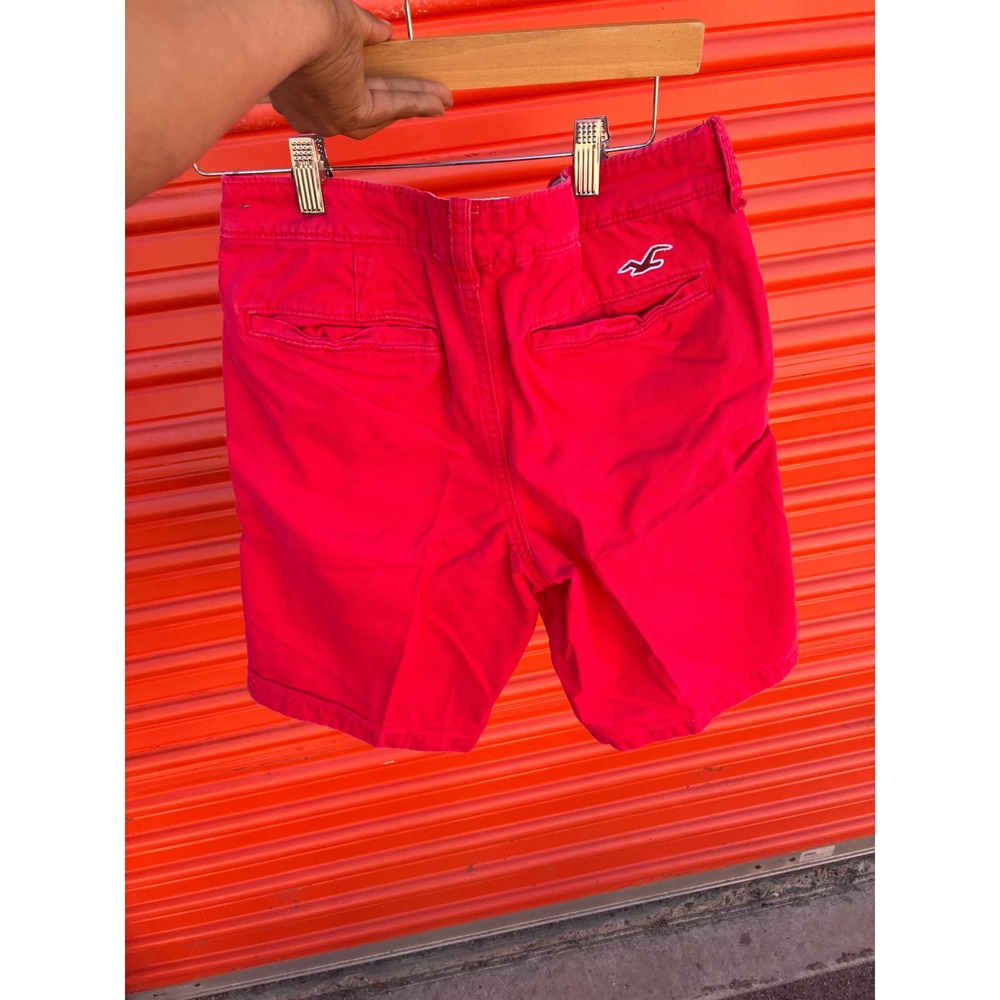 Hollister California Mens Red Chino Shorts Size 30 Prep Cotton Twill Casual